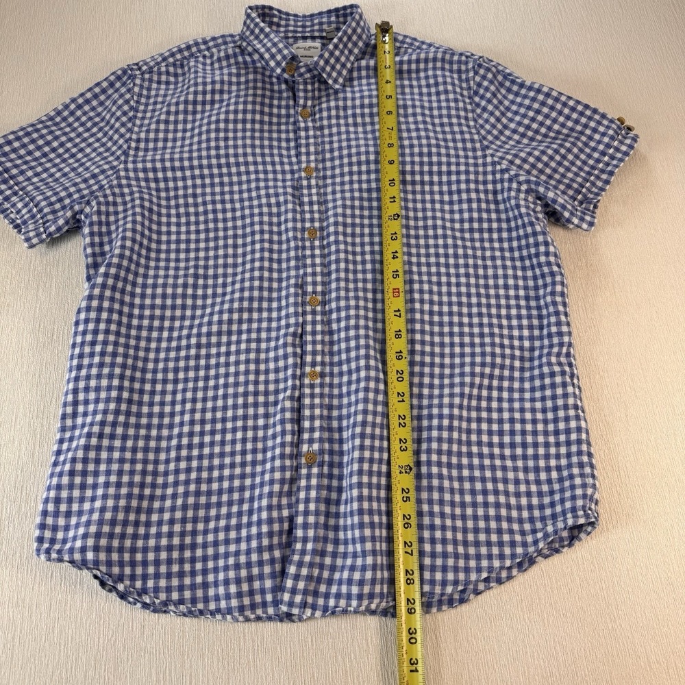 Murano Baird Mcnutt 100% Linen Shirt Men XL Blue Gingham Check Lightweight - Picture 8 of 10